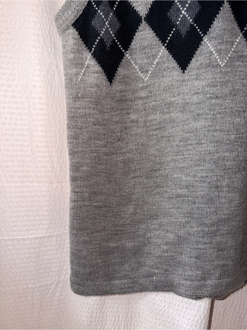Sonoma Vintage Grey Argyle Sweater Vest V-Neck Large Navy Diamonds - Picture 2 of 6